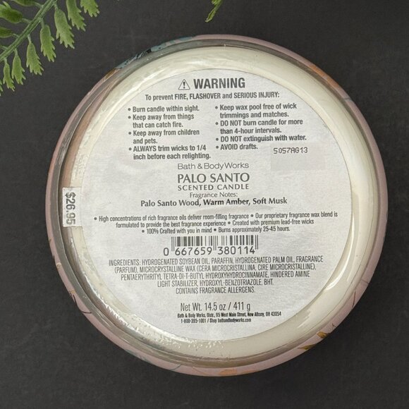BBW Palo Santo Bath & Body Works 3 Wick Candle - Picture 10 of 10